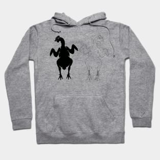 silhouette and line art illustration of a chicken Hoodie